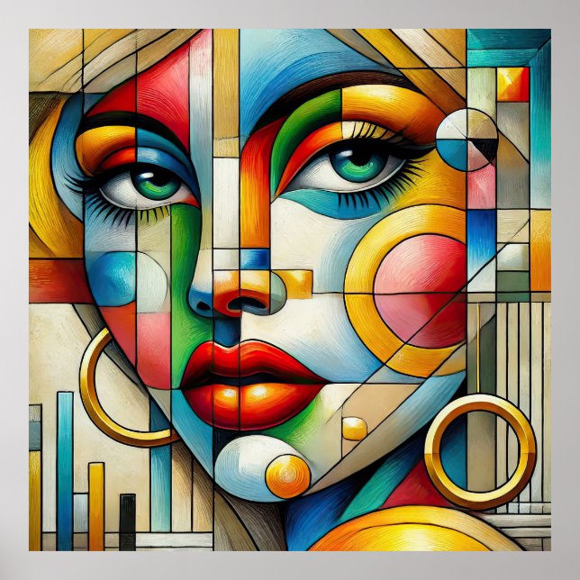 Affiche Vibrant Abstract Portrait women  (Devant)
