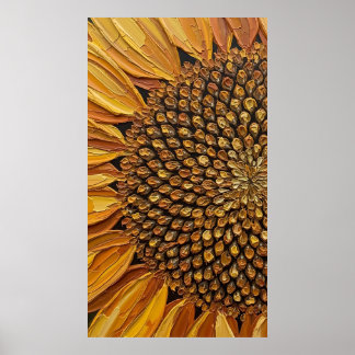 Affiche Vibrant Abstract Sunflower Impasto