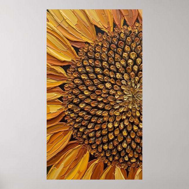 Affiche Vibrant Abstract Sunflower Impasto (Devant)