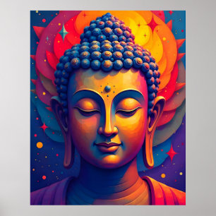 Affiche Vibrant Abstrait Art Moderne Peinture Bouddha
