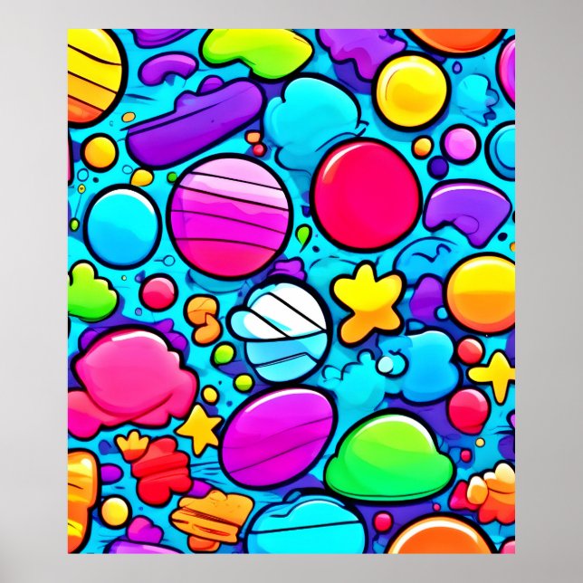 Affiche Vibrant Abstrait Candyland (Devant)