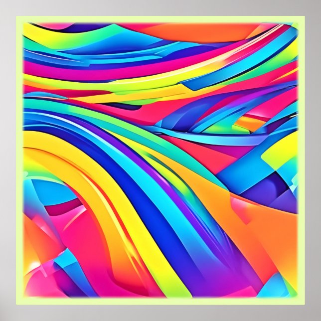 Affiche Vibrant Abstrait Color Wave Art (Devant)
