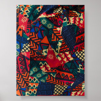 Affiche Vibrant African Geometric Tribal Abstract Pattern