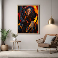 Vibrant Afrocentric Abstrait Portrait Art