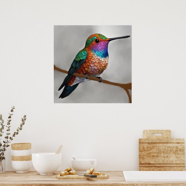 Affiche Vibrant Allen’s Hummingbird Painting (Cuisine)