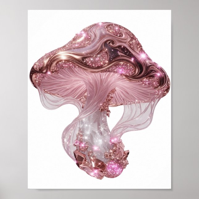 Affiche Vibrant Argent CHAMPIGNON ROSE ÉCLAIRANT (Devant)