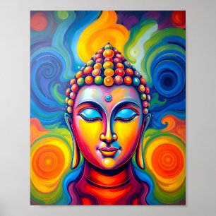 Affiche Vibrant Art Abstrait Contemporain Peinture Bouddha