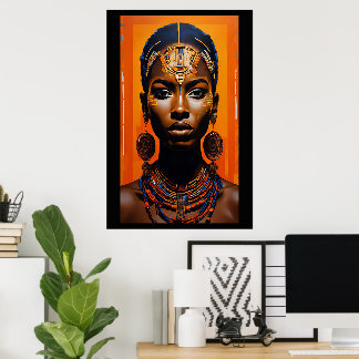 Affiche Vibrant Art Africain femme peinture à l'huile