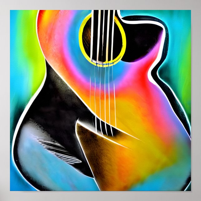 Affiche Vibrant art guitare Abstrait (Devant)