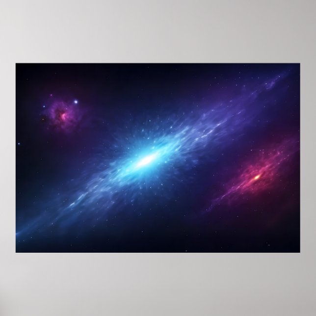 Affiche Vibrant Blue Galaxy Supernova Outer Space (Devant)