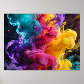 Affiche Vibrant colorful smoke swirling in dynamic abstrac