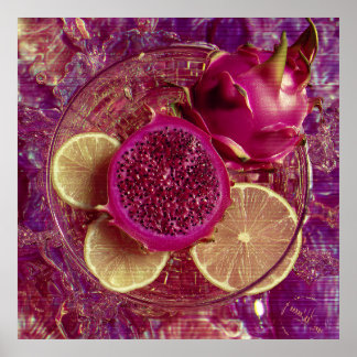 Affiche Vibrant Dragon Fruit Lemon Bowl