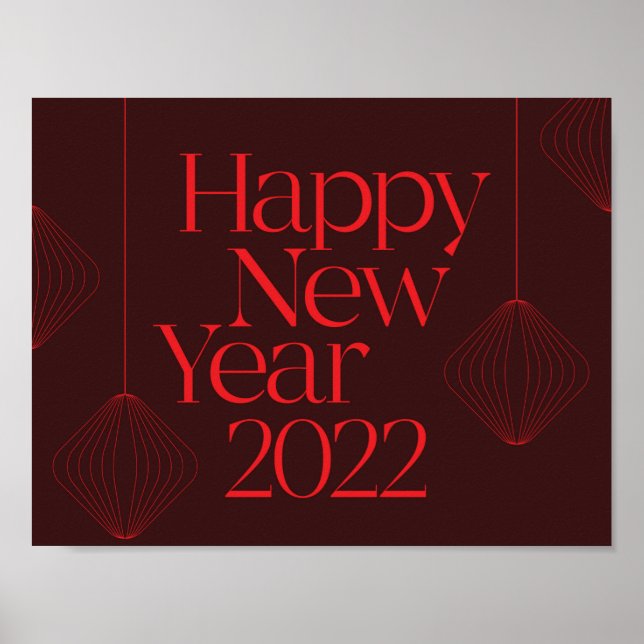 Affiche Vibrant, elegant, cool Happy New Year 2022 design (Devant)
