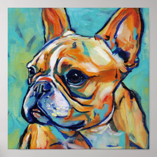 Affiche Vibrant Expressionist Frenchie Pop Art Portrait