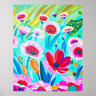 Affiche Vibrant Fleur sauvage Meadow - Art Floral coloré
