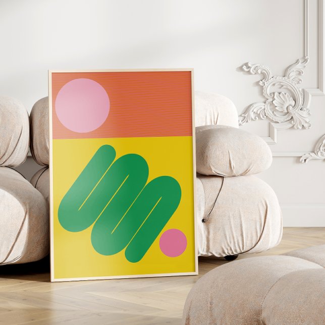 Affiche Vibrant Géométrique Abstraite du milieu du siècle  (Créateur téléchargé)