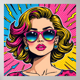 Affiche Vibrant Glam Pop Art - Style rétro des années 80