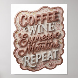 Affiche Vibrant Gold CAFÉ VIN ESPRESSO MARTINI REPEAT v2