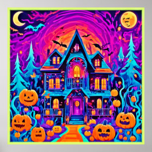 Affiche Vibrant Halloween House Art