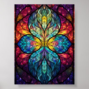 Affiche Vibrant kaléidoscope en verre symétrique en art