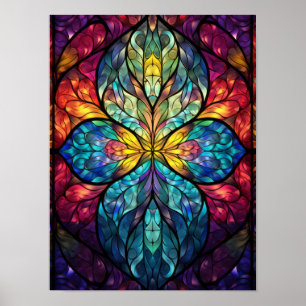 Affiche Vibrant kaléidoscope en verre symétrique en art