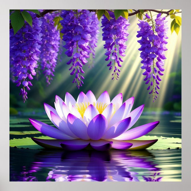 Affiche Vibrant Lotus en Fleur sur l'Eau (Devant)