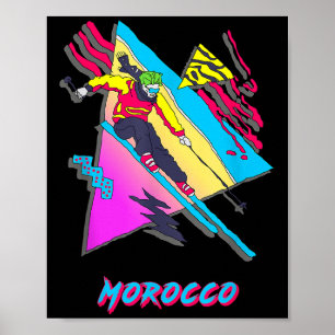 Affiche Vibrant Maroc Ski Ski Ski Aventure Graphique