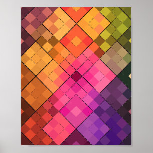 Affiche Vibrant Motif de mosaïque diamant