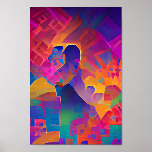 Affiche Vibrant multicolore belle fuchsia jaune violet