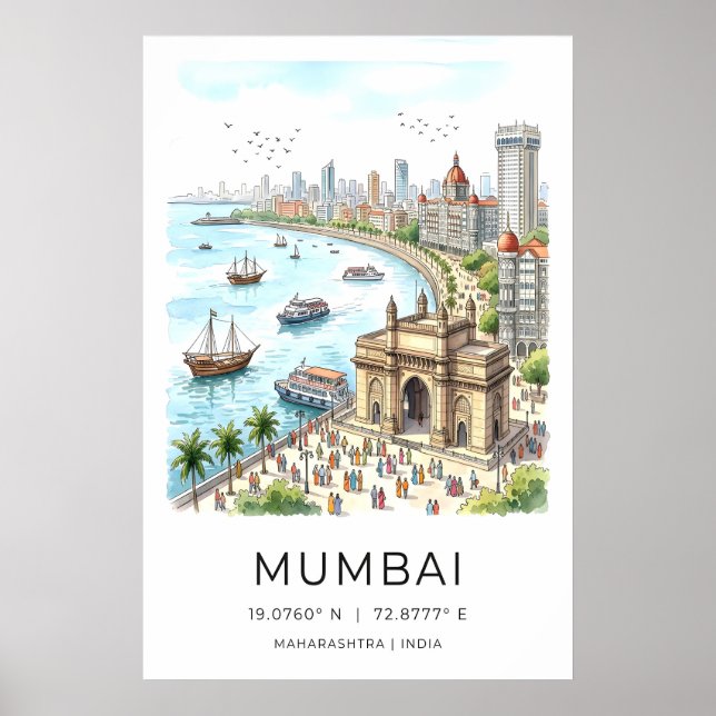 Affiche Vibrant Mumbai Wall Art - Colorful Gateway of Inde (Devant)