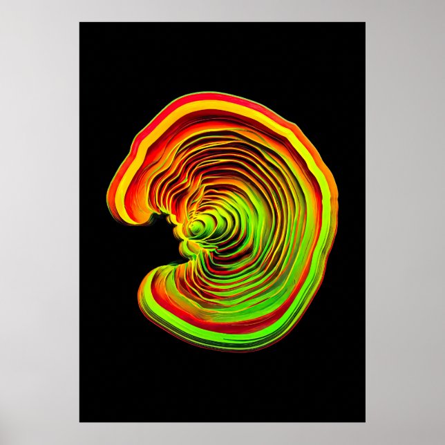 Affiche Vibrant Neon Thermal Topography Abstract 3D (Devant)