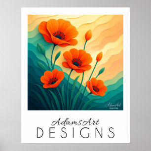 Affiche Vibrant Papes Orange Art Botanique Moderne