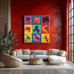Affiche Vibrant Pop Art Hibiscus Grille à fleurs - Moderne<br><div class="desc">Apportez un éclat d'air rétro-moderne dans votre maison avec cette grille de fleurs d'hibiscus pop art colorée. Avec ses couleurs audacieuses et ses imprimés floraux minimalistes, cette oeuvre d'art est parfaite pour faire une déclaration dans votre salon ou votre bureau. Le design comprend un espace personnalisable caché, vous offrant la...</div>
