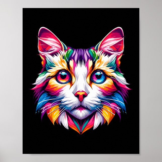 Affiche Vibrant Rainbow Chat Amoureux de les chats Kitty E (Devant)