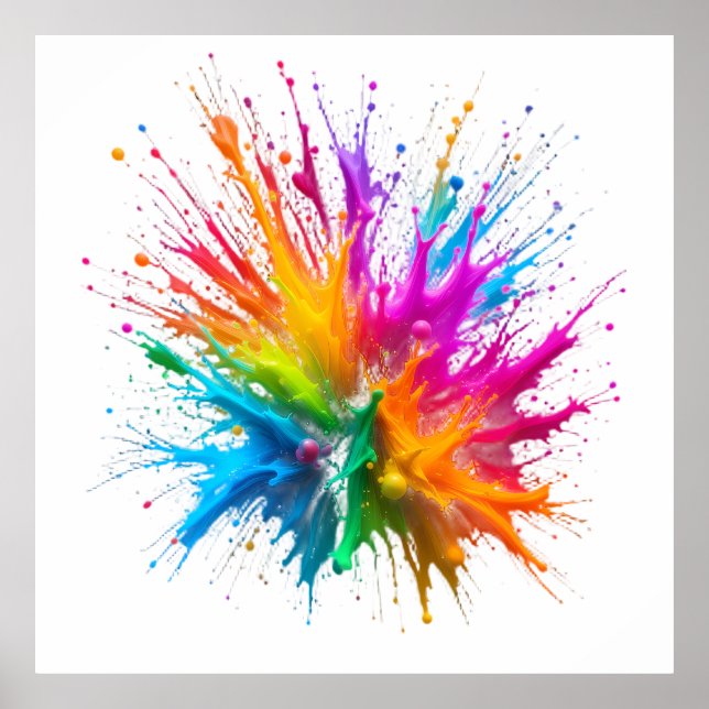 Affiche Vibrant Rainbow Paint Splatter Explosion (Devant)