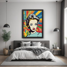 Vibrant Retro Femme Pop Art Portrait