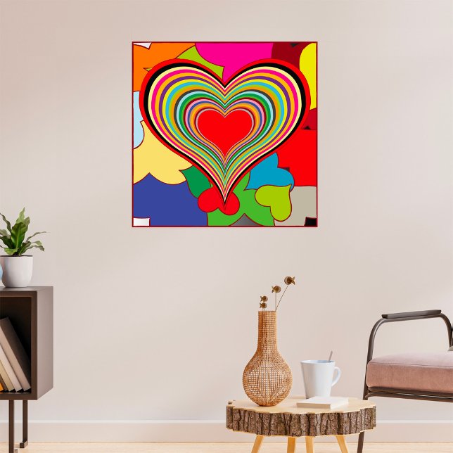 Affiche Vibrant Retro Hearts (Créateur téléchargé)