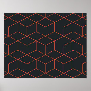 Affiche Vibrant, rétro, simple, cool, tendance motif cube
