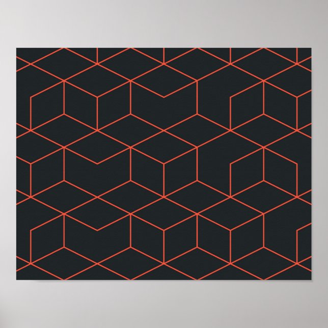 Affiche Vibrant, rétro, simple, cool, tendance motif cube (Devant)