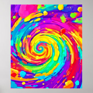 Affiche Vibrant Spiral Splash Colors Art