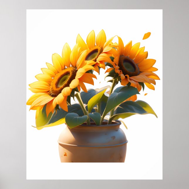 Affiche Vibrant Sunflowers in a Rustic Pot (Devant)