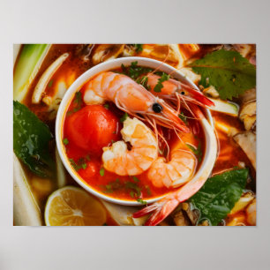 Affiche Vibrant Tom Yum Goong Cuisine thaïlandaise avec cr