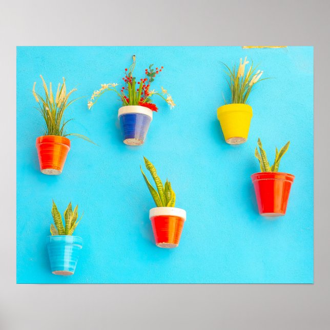 Affiche Vibrant Valletta: Colorful Hanging Garden on Azure (Devant)