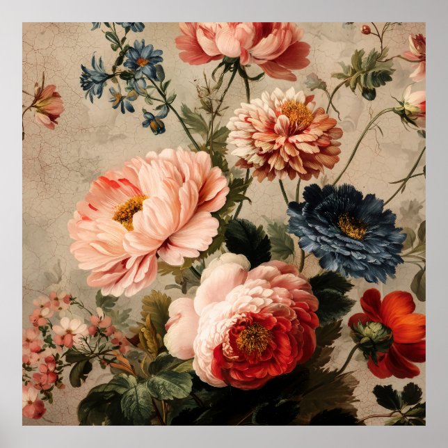 Affiche Vibrant Vintage Floral Arrangement (Devant)