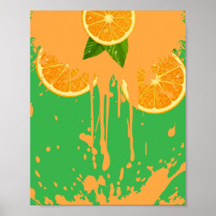 Affiche vibrante orange agrumes goutte à goutte