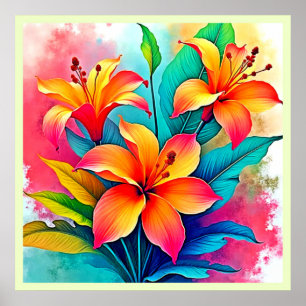 Affiche Vibrants Lys Tropicaux : Âme de l'Été