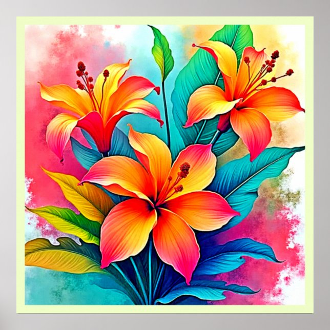 Affiche Vibrants Lys Tropicaux : Âme de l'Été (Devant)