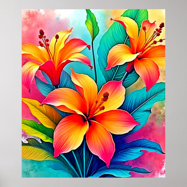 Affiche Vibrants Lys Tropicaux : Âme de l'Été (Devant)