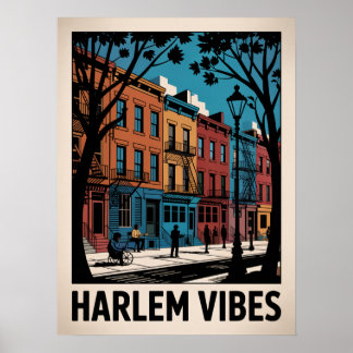 Affiche Vibrations de Harlem - Brownstone Colorée Art