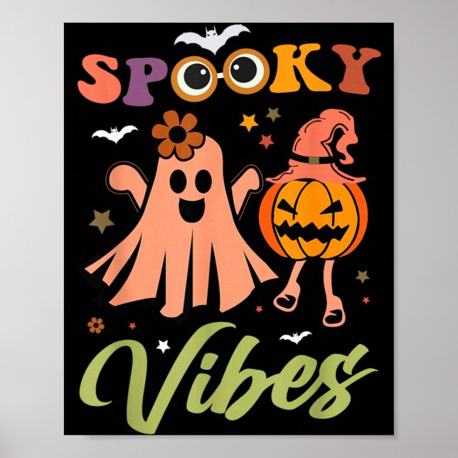 Affiche Vibrations Effrayantes Fantôme Et Citrouille Hallo (Devant)
